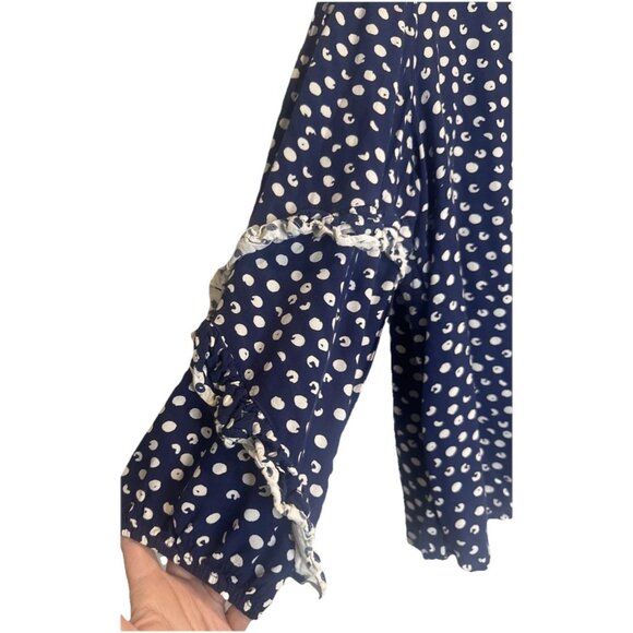 Soft Surroundings Women’s Sonrisa Blue White Polka Dot Ruffle Blouse Top Sz 1X - Picture 3 of 11